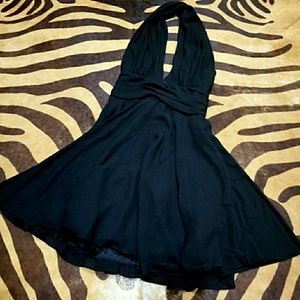 Vintage black cocktail dress halter style